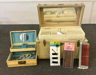 (2) Jewerly Boxes Filled With Hair Clips, Jewelry, And More