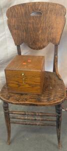 Vintage Storage Box And Vintage Chair H 3&rsquo; 1&rdquo; W 1&rsquo; 5&rdquo; L 1&rsquo; 4&rdquo;