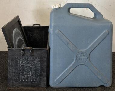 Desert Patrol 6gal Water Container, Decorative Metal Basket, & 14.5&rdquo; LH Picture Frame