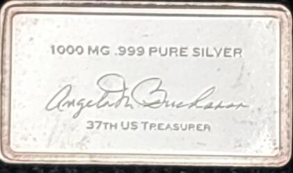 Angela M Buchanan 1000MG .999 Pure Silver 37th US Treasurers