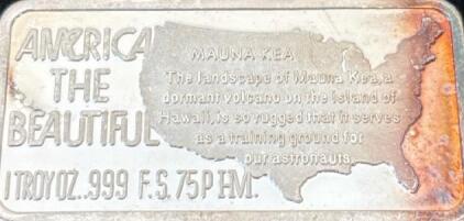 &ldquo;America The Beautiful&rdquo; Troy 1oz .999 Silver Big Sur. Mauna KEA Bar