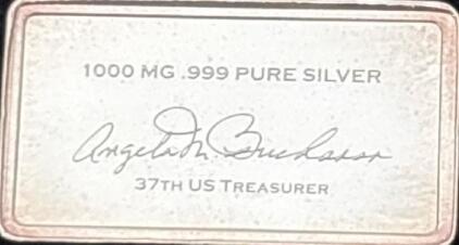 Angela M Buchanan 1000MG .999 Pure Silver 37th US Treasurers