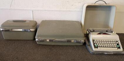 Vintage Olympia Typewriter w/Carrying Case, Vintage Samsonite Travel Case 21"X16"X7", Vintage Samsonite Travel Case 15"X8"X8"