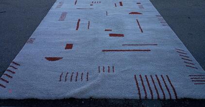 White/Red Area Rug 142"X44