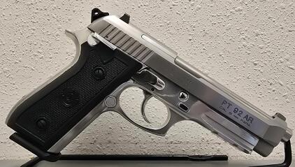 Taurus PT 92 AR Semi-Automatic Pistol, 9mm, Stainless Steel Finish