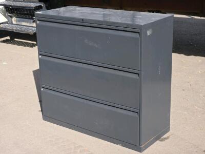 Large 3-Drawer Metal File Cabinet - 39"H x 42"W x 18"D