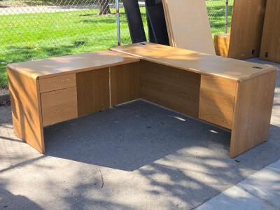 Large L-Shape 4-Drawer Office Desk - 30"H x 102" Corner to Corner Length
