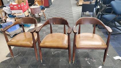(3) Vintage Wooden Office Chairs 20"x20"x30"