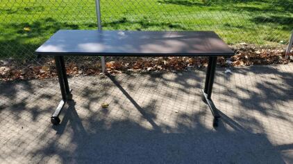Wood Table 60.25"x24.25"x29" With Wheels