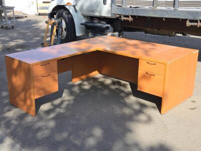 Large L-Shaped 4-Drawer Office Desk - 29"H x 110" Corner to Corner Length
