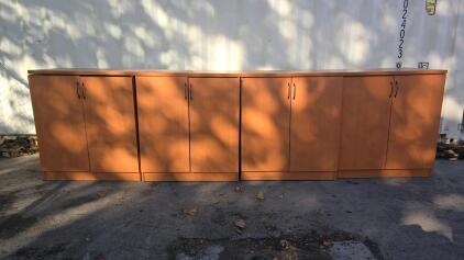 Modular Stackable Cabinets made with wood stain For Office 144" or 12ft W X 24"D X 40" H Great Shape
