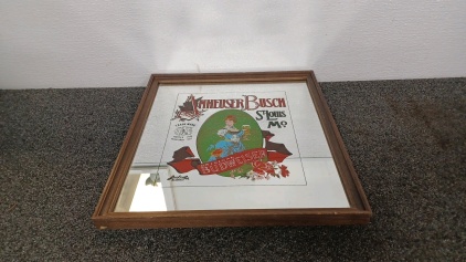 Vintage Framed Budweiser Beer Mirror