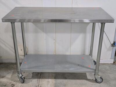 2-Tier Stainless Rolling Table Cart - 36"H x 48"L x 24"D