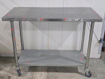 2-Tier Stainless Rolling Table Cart - 36"H x 48"L x 23⅞"D