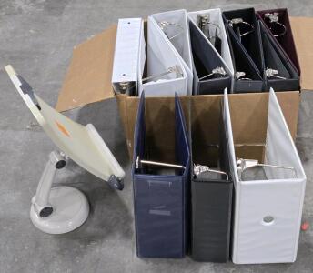 Assorted 3-Ring Binders & Adjustable Document Stand