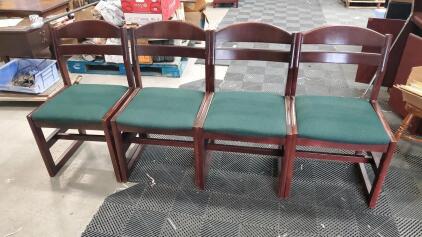 (4) Green Dining Chairs 19"x19.5"x33"