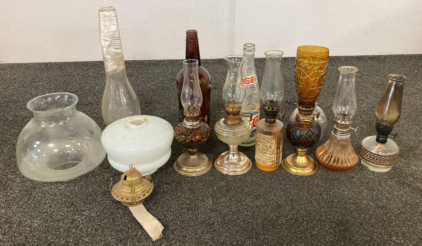 Vintage Oil Lamps And Bottles