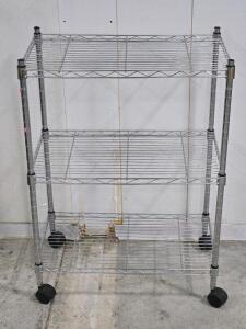 3-Tier Stainless Rolling Wire Rack - 32&frac12;"H x 23⅛"W x 13"D
