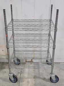 3-Tier Stainless Rolling Wire Rack - 40"H x 24"W x 18"D