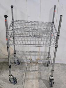 3-Tier Stainless Rolling Wire Rack - 40"H x 24"W x 18"D