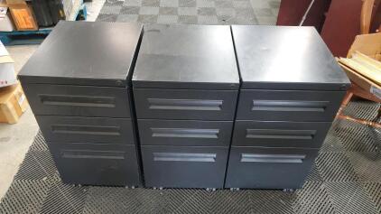 (3) Filing Cabinet On Wheels 17"x15"x27.5"