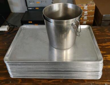(17) 26"x 18" Baking Sheets w/ (2) 10&frac12;"x 9&frac12;" Metal Buckets