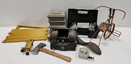 (1) Antique Franklin President Dual Editor (1) Antique Metal Toy Tricycle (1) Cast Iron Cobblers Foot And More