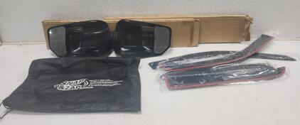 (2) Ford F-150 K Source Snap & Zap Towing Mirrors (2) Dodge Ram Rain Guard Sets