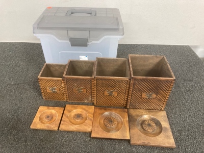 Clear Filing Storage And 4 piece Colonial Lattice 4pc Canister Set
