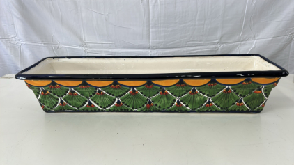 (1) Hand-Painted Talavera Window Box Planter 27inx7inx6in
