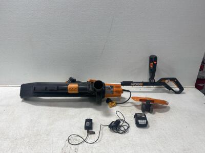 (1) Worx 120V Leaf Blower (1) Worx weed wacker. (1) Battery and Charger and more.