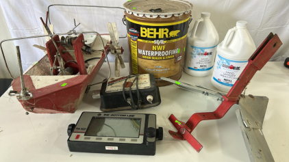 (1) The Bottom Line TBL 300 Series Fish Finder (1) Blitzer Weed Chopper Electrical Fence Unit (1) 18.9L Behr NWF Waterproofing Wood Sealer & Finish & More