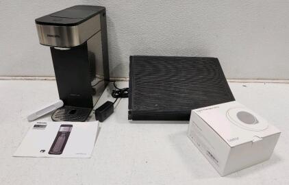 (1) Philips Countertop Reverse Osmosis Water Filter Dispenser (1) Lastar Light Therapty Lamp (1) Heavy Duty Metal Desk Foot Rest