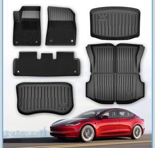 (1) 6pc Femibon Tesla Model 3 Floor Mats 2017-2023