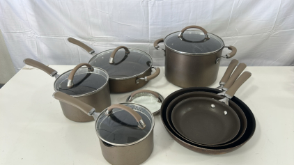 (4) Circulon Pots (3) Circulon Pans