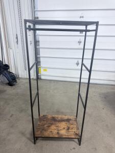 (1) Metal With Wood Bottom Wardrove Shelving -59.5&rdquo;Hx25&rdquo;Wx16&rdquo;D