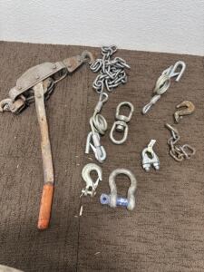 Assorted Chains & Lever Hoist