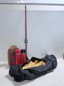 (1) Halex Croquet Set (1) Vintage Thermos Set & (1) Mop