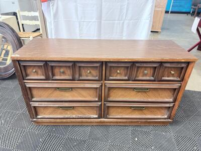 (1) Dark Brown Wooden 6-Drawer Dresser-54&rdquo;Wx30&rdquo;Hx18&rdquo;D