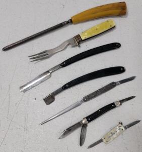 Antique Straight Razor, Pocket Knife, Letter Opener & More