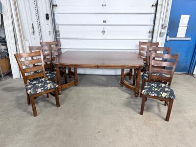 (1) Wooden Table W/ 6 Chairs - 76&rdquo;Wx45&rdquo;Dx30&rdquo;H