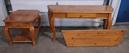 (1) French Provincial Style Wooden Console or Sofa Table w/ (1) Matching Wooden End Table
