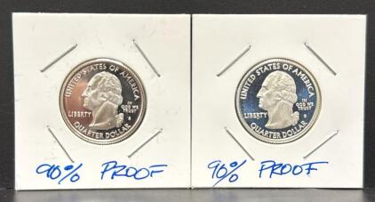 90% Silver U.S. Mint Proof Quarters 2009 D.C. Duke Ellington & 2001 New York, S Mint Mark