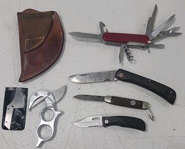 (5) Knife Lot Gerber, Swiss Army and More