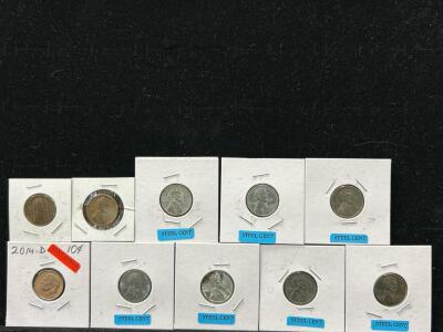 (7) Steel Cent Coins (1) Mint Error Coin and more