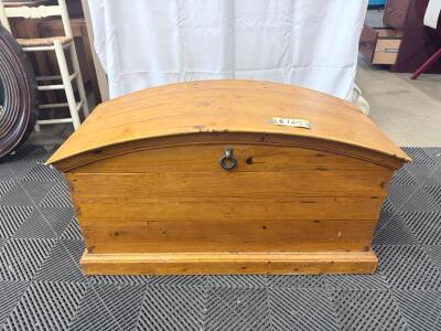 (1) Light Brown Wooden Chest- 40&rdquo;Wx21.5&rdquo;x18&rdquo;D