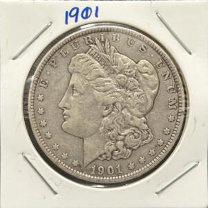 1901 Morgan Dollar, Philadelphia Mint, 90% Silver, Liberty Head, Bald Eagle
