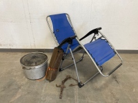 Lounge Chair, Large Pot, Sleeping Pad and Trap