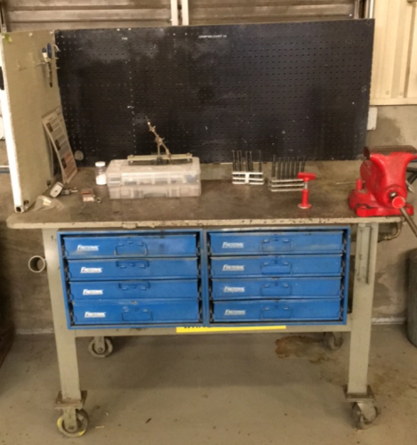 Metal Work Bench w/ Heavy Duty 1760 Vise, 8 Hardware Drawers & More