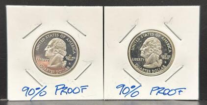 1999 & 2003 U.S. State Quarters, 90% Silver Proof, New Jersey & Missouri